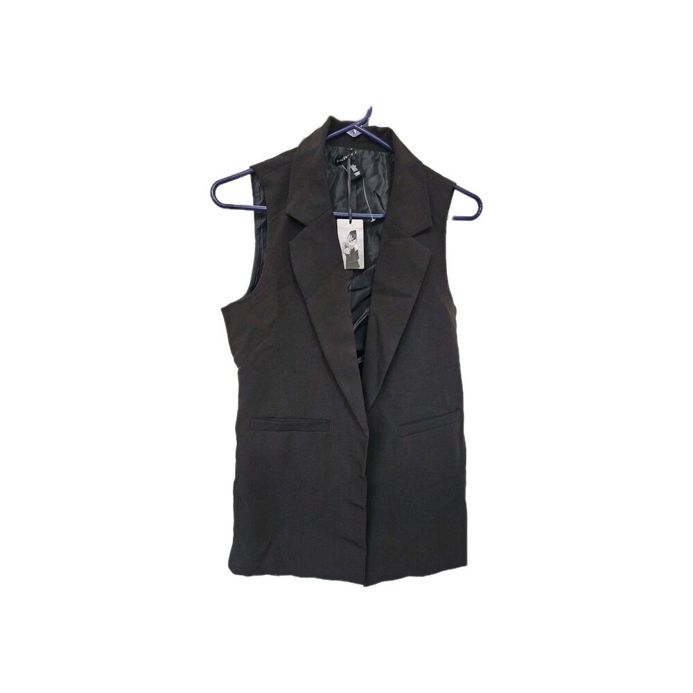 Sincerely Jules Black Tailored Long Vest Open Front Layering Piece M